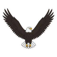 Fototapeta premium Illustration of majestic bald eagle with outstretched wings – stock vector flat illustration