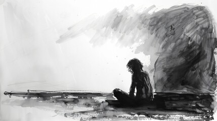 solitude, dépression, replis sur soi, illustration sur le thème de la santé mentale