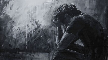 solitude, dépression, replis sur soi, illustration sur le thème de la santé mentale