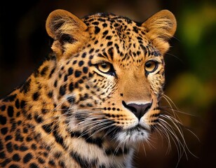 Obraz premium Majestic Close-Up of a Leopard Showcasing Stunning Fur Patterns