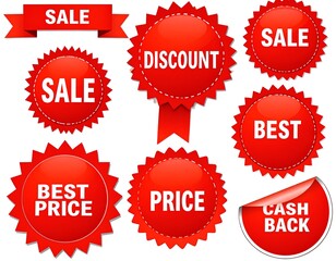 Red sale and discount badges