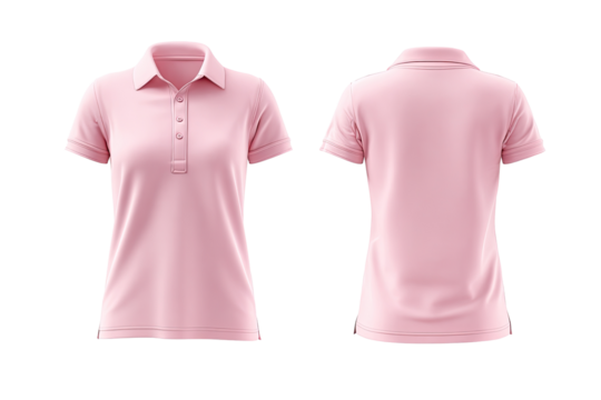 Pink polo shirt, front and back view