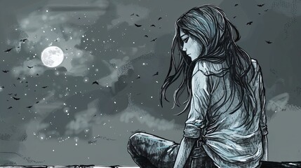 solitude, dépression, replis sur soi, illustration sur le thème de la santé mentale