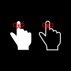 Reminder hand icon isolated on black background