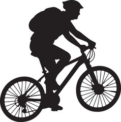 Obraz premium Silhouette of a cyclist riding a mountain bike bicycle