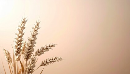 Obraz premium Wheat Stalks Against Beige Background