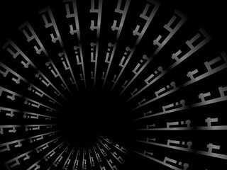 Abstract futuristic dark black background with circular wave design. Realistic 3d wallpaper with modern digital patterns. Perfect background for posters, websites, brochures, banners, apps, etc.