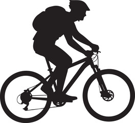 Silhouette of a mountain biker riding a bicycle cyclist