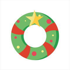 Christmas Wreath Vector Flat Illustration