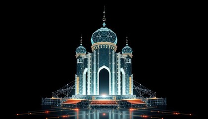 Futuristic Digital Palace with glowing domes and towers