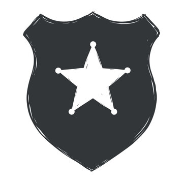 recommend clip art: Black and white sheriff badge shield with star emblem design – stock vector flat illustration
