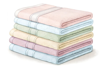Soft Cotton Towels Stacked in Pastel Colors