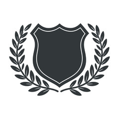 Obraz premium Blank shield emblem with laurel wreath design vector illustration – stock vector flat illustration