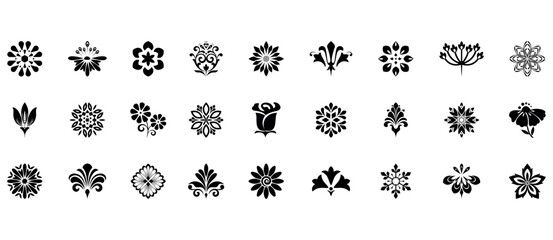 Flower icons set. Isolated elements for design. Vector graphics.
