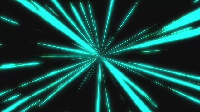A dynamic abstract animation featuring bright, glowing speed lines radiating outward from the center