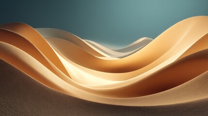 **A Minimalist Wallpaper Showing Aerial Textures Of Soft Golden Sand Dunes Shaped By The Wind. Flowing Abstract Curves With Smooth Gradients Of Light And Shadow Create Natural Waves Across The Composi