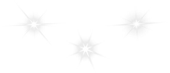 Star, white, sparkle, glistering, twinkle light elements in PNG format. Sparkle and star PNG clipart for Overlay use. Transparent glowing decor for celebration and premium designs. © Sergey