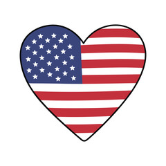Fototapeta premium Heart-shaped american flag symbolizing patriotism and love for the usa – stock vector flat illustration