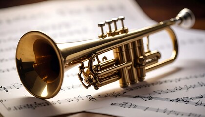 Golden trumpet on sheet music (1)