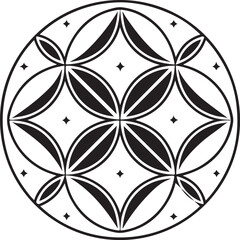 Black and White Geometric Circle Pattern, Abstract Seamless Mandala Design, Modern Vector Background Abstract Geometric Pattern Design, Black and White Circular Symmetry, Decorative Vector Mandala Bac