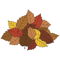 Colorful autumn leaves pile with brown, red, and yellow hues – stock vector flat illustration