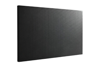 Deep charcoal grey panel with coarse, irregular canvas weave texture, detailed by soft raking light, isolated on white background with copy space, concept of artistic potential