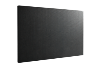 Deep charcoal grey panel with coarse, irregular canvas weave texture, detailed by soft raking light, isolated on white background with copy space, concept of artistic potential