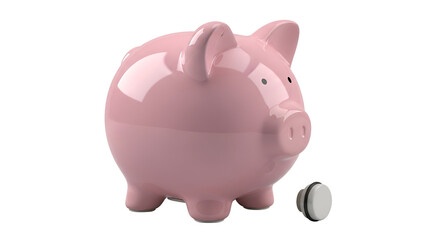 Pink piggy bank and its rubber stopper isolated PNG with Transparent Background