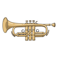 Obraz premium Illustration of a brass trumpet with detailed valves – stock vector flat illustration