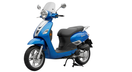 Blue scooter for urban transportation isolated PNG with Transparent Background