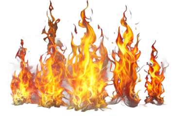 Realistic Burning Flames Collection on Transparent Background