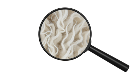 Magnifying glass focuses on detailed fiber texture isolated PNG with Transparent Background