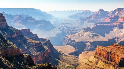 Naklejka premium Majestic view of Grand Canyon rock formations in daytime