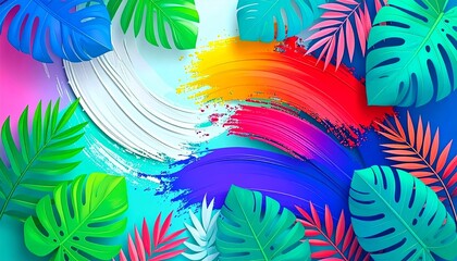 Naklejka premium abstract colorful background with palm trees