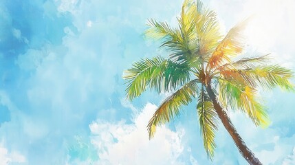 Palm tree against a serene sky in tropical setting