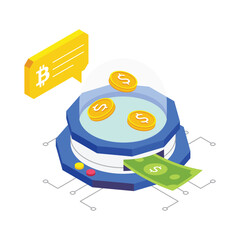 Bitcoin Profit isometric vector illustration.