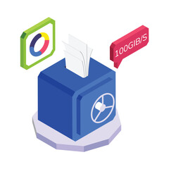 Safe Bank isometric vector illustration.