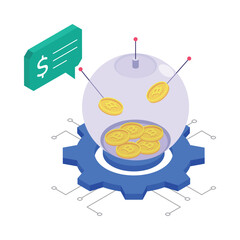 Secure Crypto Sphere isometric vector illustration.
