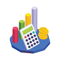 Calculator Tax Projection isometric vector illustration.