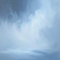 Misty, light-blue landscape