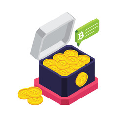 Cryptocurrency Coin isometric vector illustration.