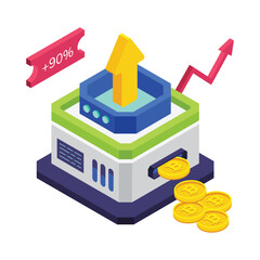 Blockchain Coin isometric vector illustration.
