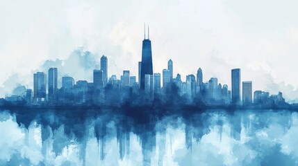 Serene cityscape with multiple buildings under clear blue sky