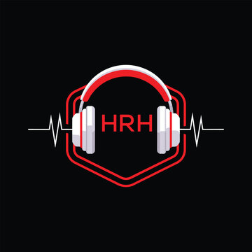 HRH  Headphone Company logo. HRH Modern Music logo design for entrepreneur and business. HRH Entertainment Branding best icon.
