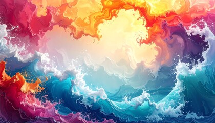 Abstract colorful waves of paint