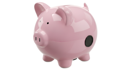 Pink piggy bank for saving money isolated PNG with Transparent Background