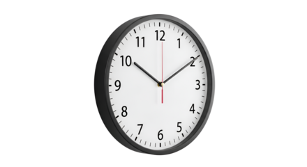 Round clock with hands pointing at 10:21 isolated PNG with Transparent Background