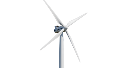 Wind turbine generating clean renewable energy isolated PNG with Transparent Background
