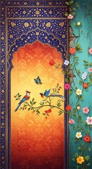 Aesthetic textured digital painting in the style of Persian miniature art