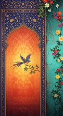 Aesthetic textured digital painting in the style of Persian miniature art